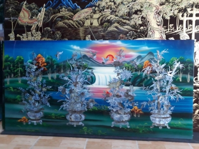 Tranh sơn mài mai lan cúc trúc 12