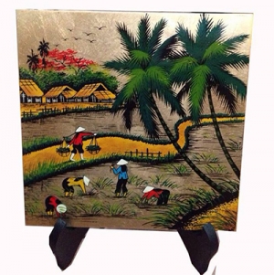 Tranh đồng quê dán bạc