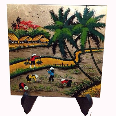 Tranh đồng quê dán bạc