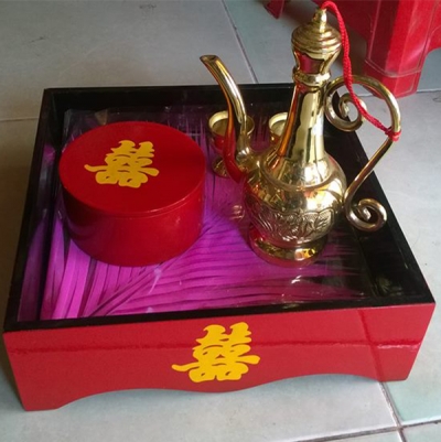 Bộ khay hủ đỏ bình ly đồng cưới hỏi 14
